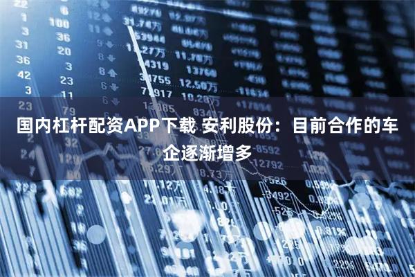 国内杠杆配资APP下载 安利股份：目前合作的车企逐渐增多